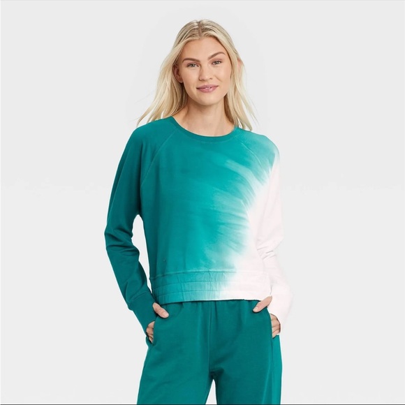 Joy Lab green ombré crew neck cropped sweater w/ Mid-Rise Terry Joggers NWOT - Picture 6 of 11